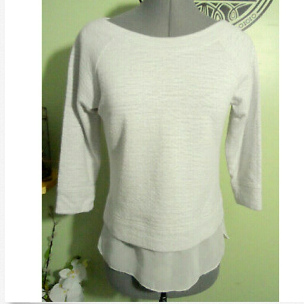 MARK. Thermal Sweatshirt S Pale gray White top